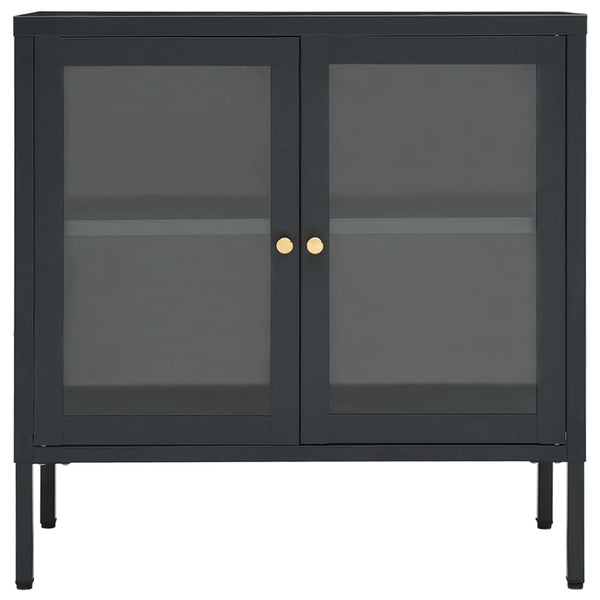 Anthrazit Sideboard 70x70 cm, Stahl/Glas