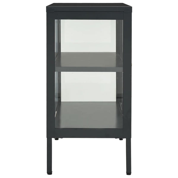 Anthrazit Sideboard 70x70 cm, Stahl/Glas