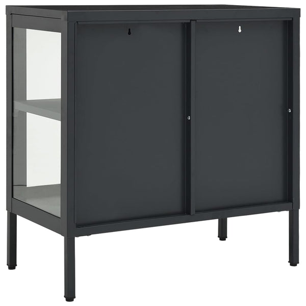 Anthrazit Sideboard 70x70 cm, Stahl/Glas
