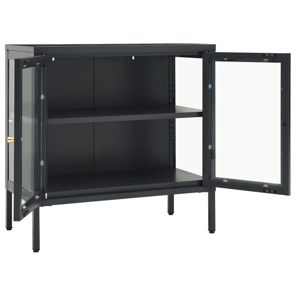 Anthrazit Sideboard 70x70 cm, Stahl/Glas