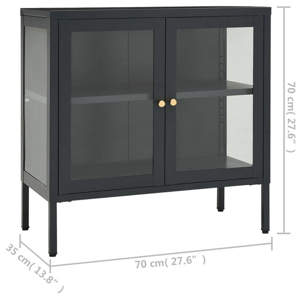 Anthrazit Sideboard 70x70 cm, Stahl/Glas