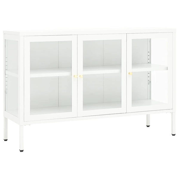 vidaXL Buffet blanc 105x35x70 cm Acier et verre