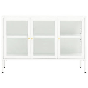 vidaXL Buffet blanc 105x35x70 cm Acier et verre