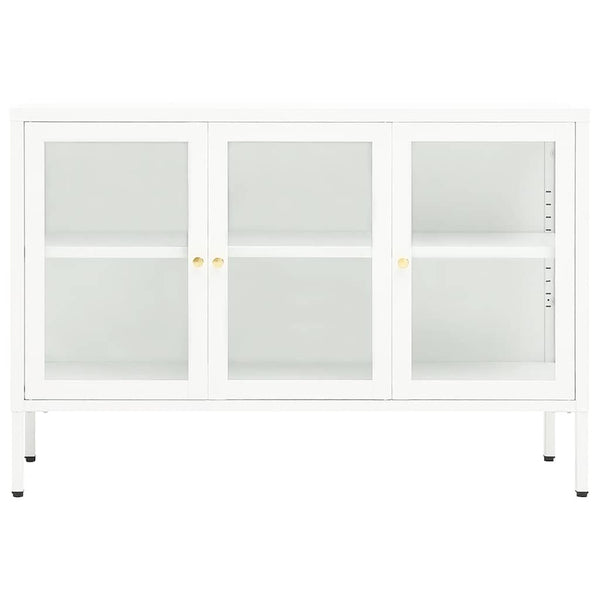 vidaXL Buffet blanc 105x35x70 cm Acier et verre