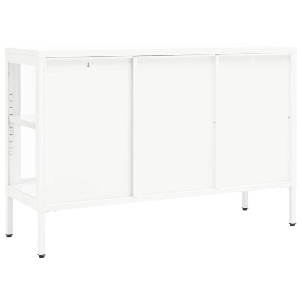 vidaXL Buffet blanc 105x35x70 cm Acier et verre