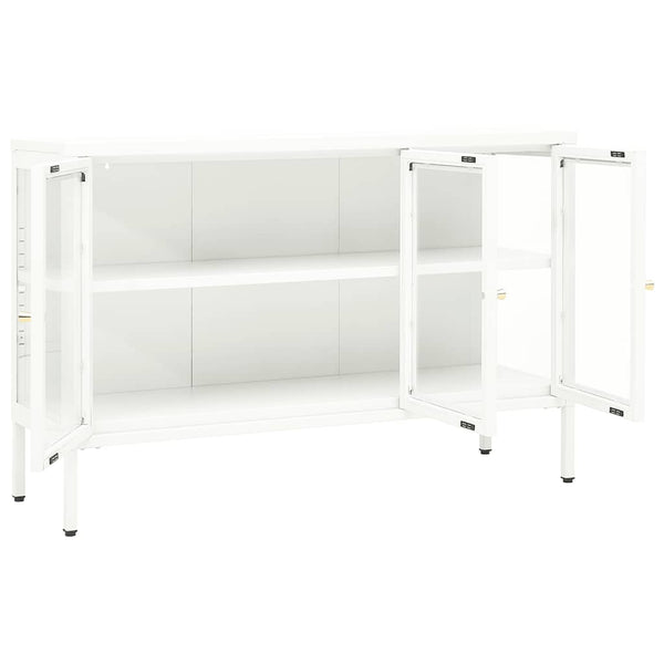 vidaXL Buffet blanc 105x35x70 cm Acier et verre