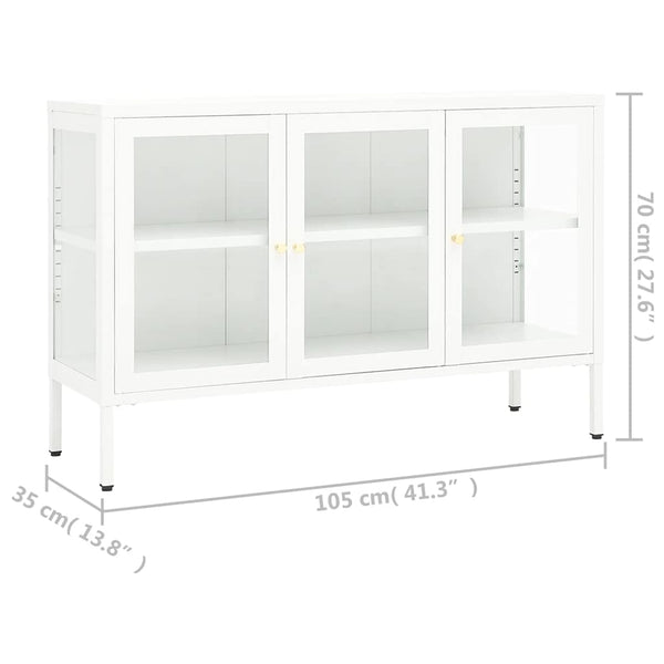 vidaXL Buffet blanc 105x35x70 cm Acier et verre
