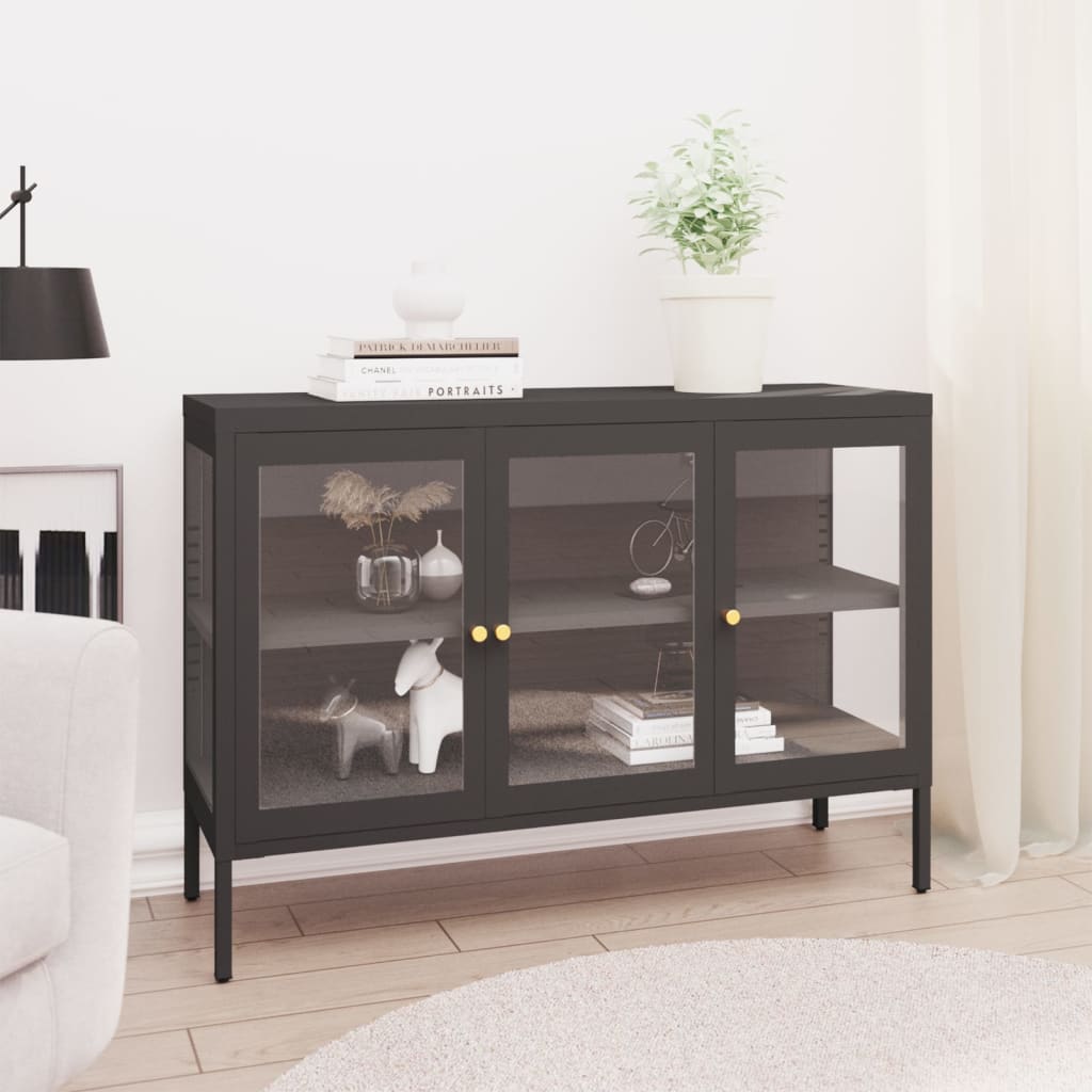 Anthrazit Sideboard 105 cm Stahl/Glas