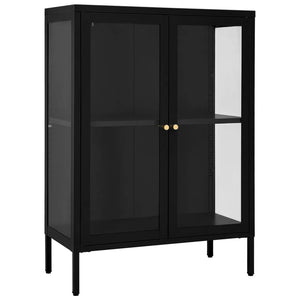 Schwarzes Sideboard Stahl/Glas 75x105 cm