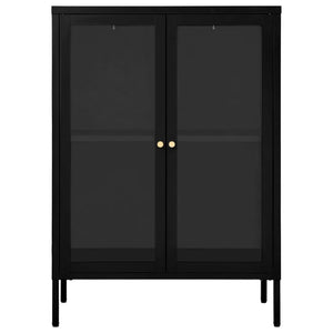 Schwarzes Sideboard Stahl/Glas 75x105 cm