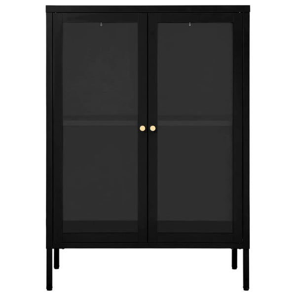 Schwarzes Sideboard Stahl/Glas 75x105 cm