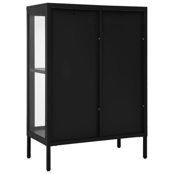 Schwarzes Sideboard Stahl/Glas 75x105 cm