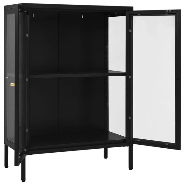 Schwarzes Sideboard Stahl/Glas 75x105 cm