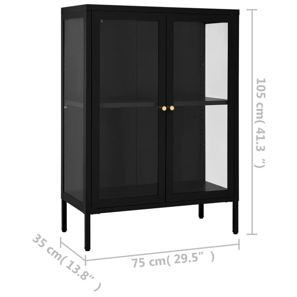 Schwarzes Sideboard Stahl/Glas 75x105 cm