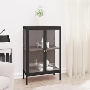 Schwarzes Sideboard Stahl/Glas 75x105 cm