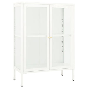 Weißes Sideboard 75x35x105 cm Stahl/Glas