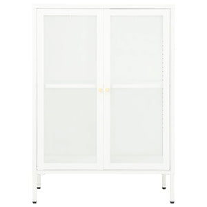 Weißes Sideboard 75x35x105 cm Stahl/Glas