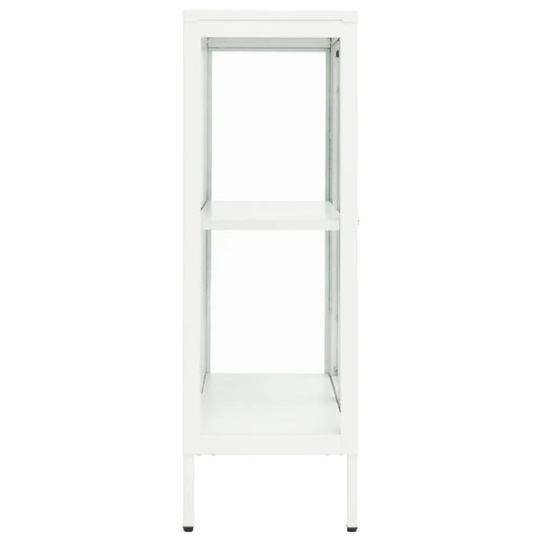 Weißes Sideboard 75x35x105 cm Stahl/Glas