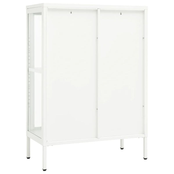 Weißes Sideboard 75x35x105 cm Stahl/Glas