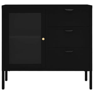 Schwarzes Sideboard 75x35x70 cm Stahl/Hartglas