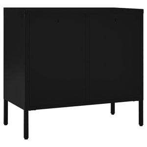 Schwarzes Sideboard 75x35x70 cm Stahl/Hartglas