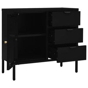 Schwarzes Sideboard 75x35x70 cm Stahl/Hartglas