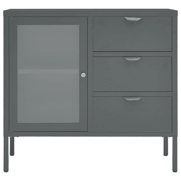 Sideboard Anthrazit 75x70 cm Stahl/Hartglas
