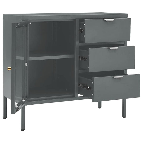 Sideboard Anthrazit 75x70 cm Stahl/Hartglas
