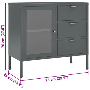 Sideboard Anthrazit 75x70 cm Stahl/Hartglas