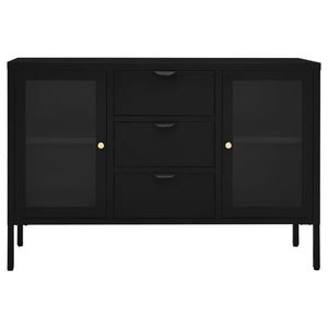 Schwarzes Sideboard Stahl/Hartglas 105 cm