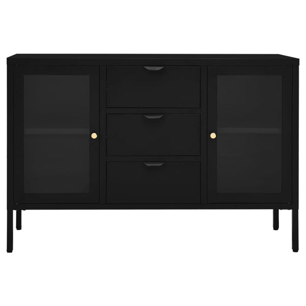 Schwarzes Sideboard Stahl/Hartglas 105 cm