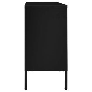 Schwarzes Sideboard Stahl/Hartglas 105 cm