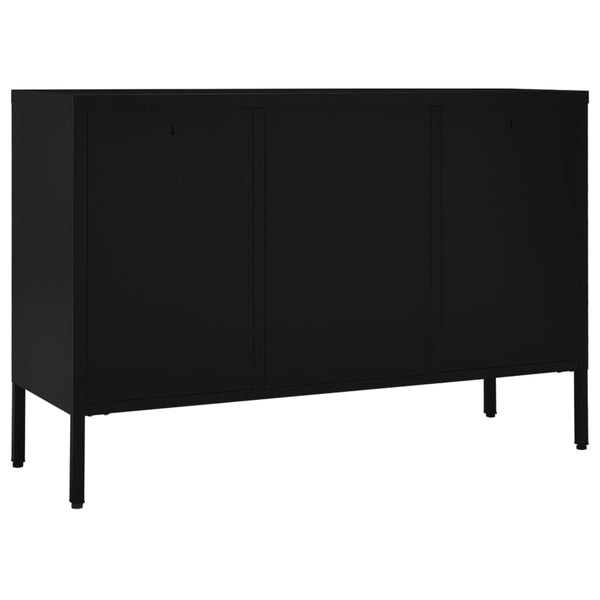Schwarzes Sideboard Stahl/Hartglas 105 cm