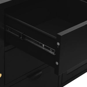 Schwarzes Sideboard Stahl/Hartglas 105 cm