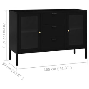 Schwarzes Sideboard Stahl/Hartglas 105 cm