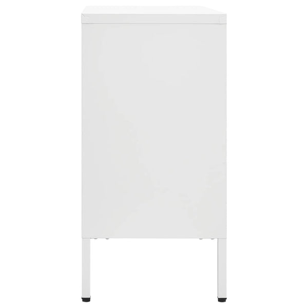 Weißes Sideboard 105 cm Stahl/Glas