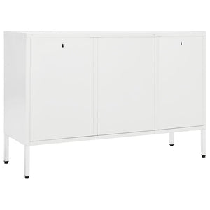 Weißes Sideboard 105 cm Stahl/Glas