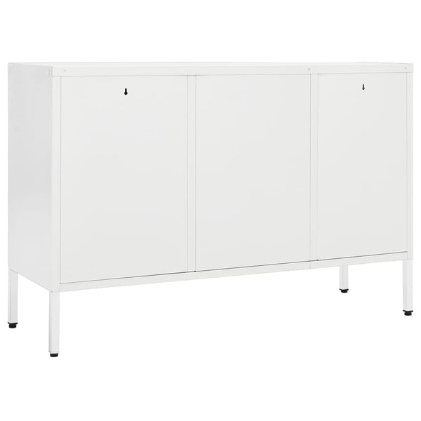 Weißes Sideboard 105 cm Stahl/Glas