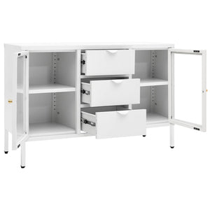 Weißes Sideboard 105 cm Stahl/Glas