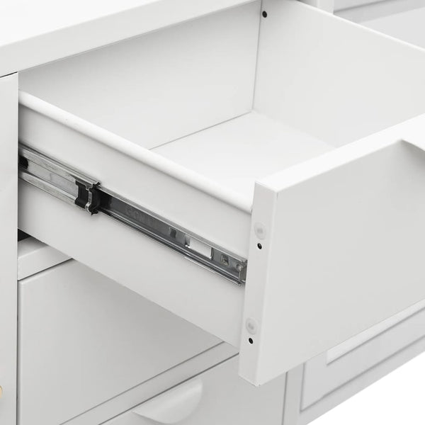 Weißes Sideboard 105 cm Stahl/Glas