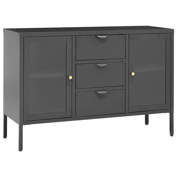 vidaXL Buffet anthracite 105x35x70 cm acier et verre trempé