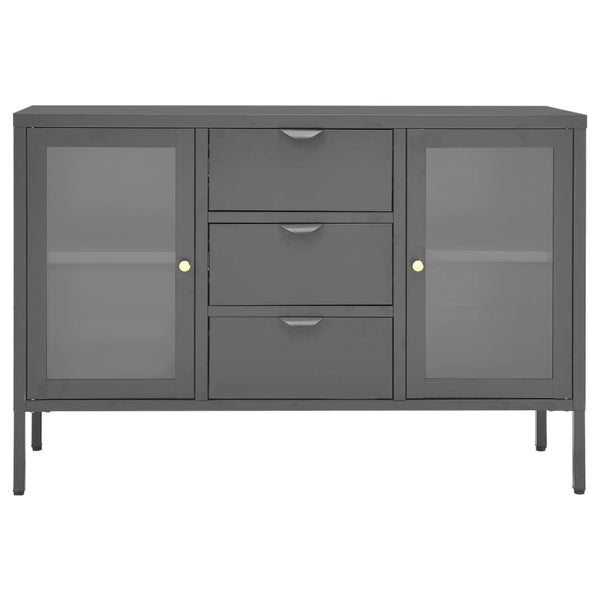 vidaXL Buffet anthracite 105x35x70 cm acier et verre trempé