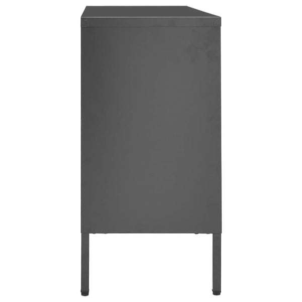 vidaXL Buffet anthracite 105x35x70 cm acier et verre trempé