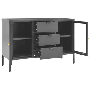 vidaXL Buffet anthracite 105x35x70 cm acier et verre trempé