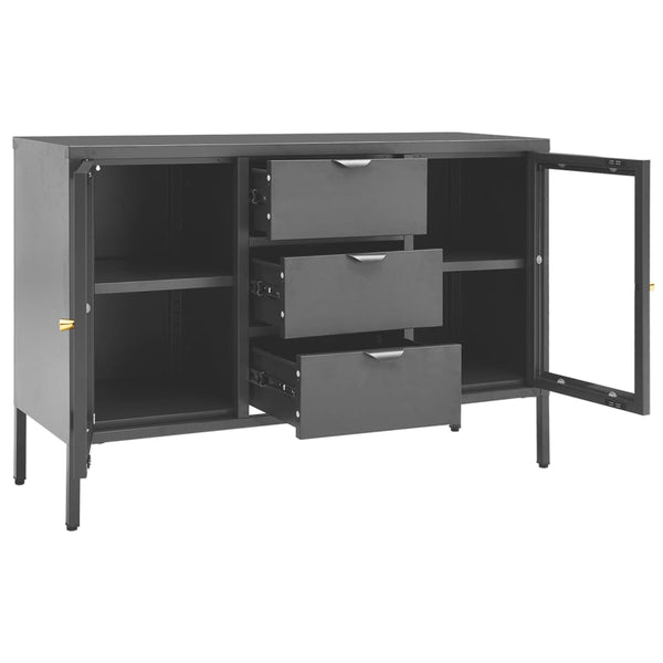 vidaXL Buffet anthracite 105x35x70 cm acier et verre trempé