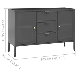 vidaXL Buffet anthracite 105x35x70 cm acier et verre trempé