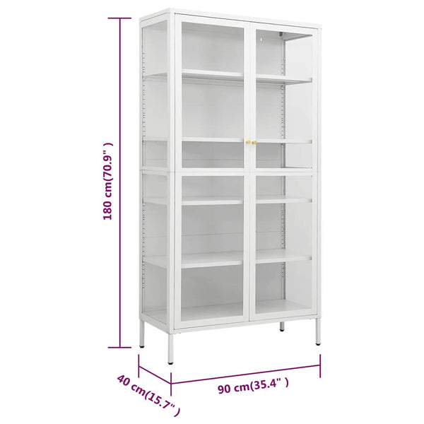 Weiße Vitrine 90x40x180 cm