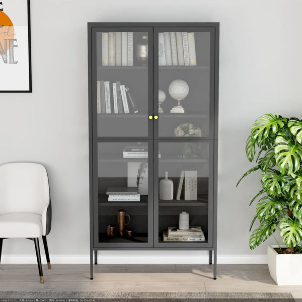 vidaXL Vitrine anthracite 90x40x180 cm acier et verre trempé