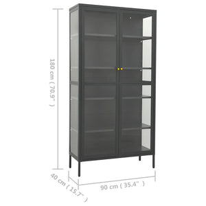vidaXL Vitrine anthracite 90x40x180 cm acier et verre trempé