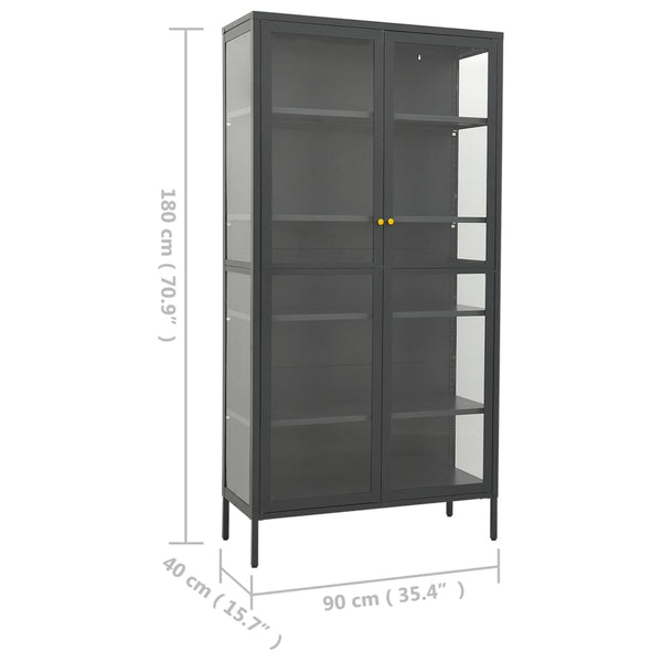 vidaXL Vitrine anthracite 90x40x180 cm acier et verre trempé